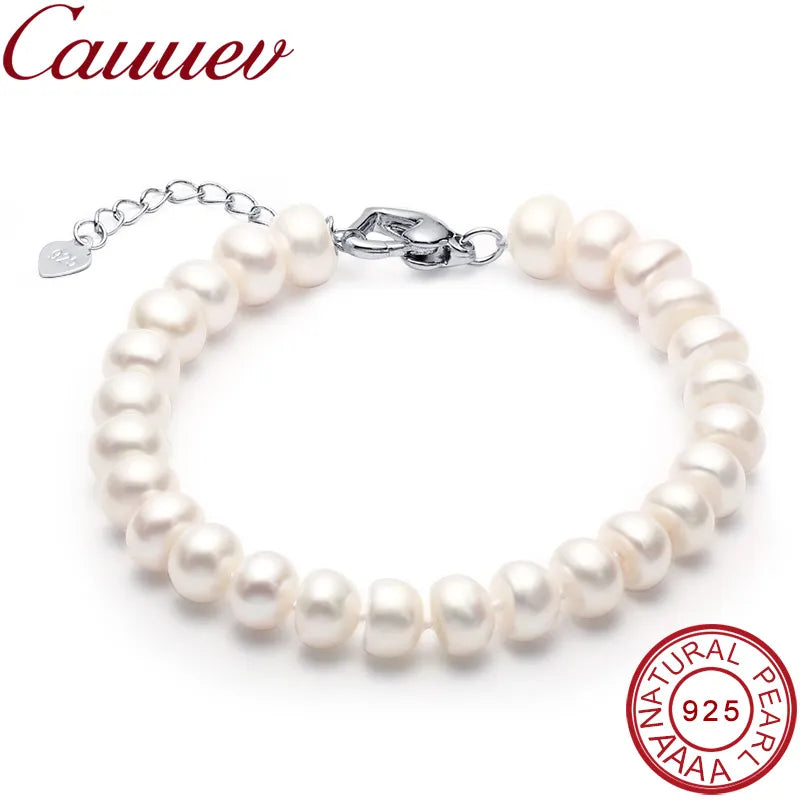 High Quality Natural Freshwater Pearl Bracelets Gift for Women Amazing Price 8-9Mm Pearl Jewelry Silver 925 Bracelet Jewellery